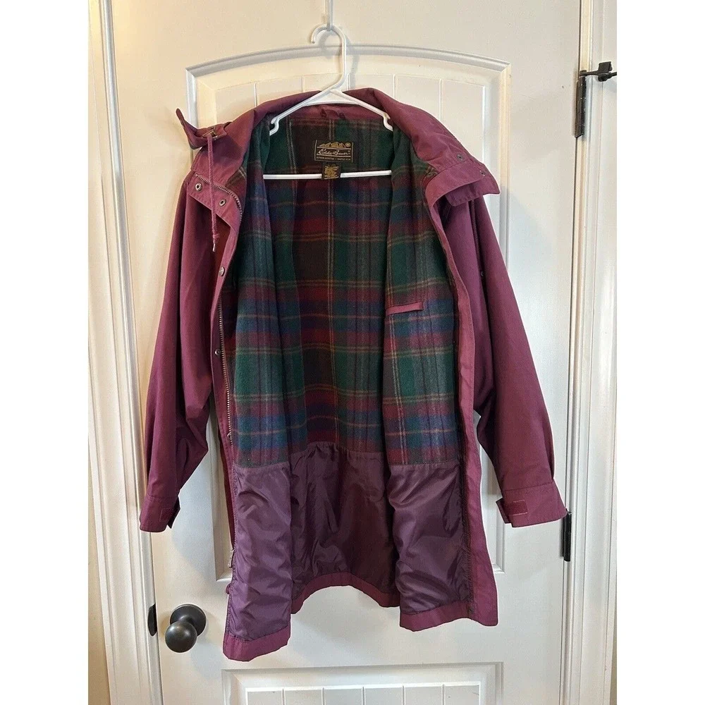 EDDIE BAUER WOMENS Purple Plum POLYESTER GORETEX ANORAK Plaid Lined JACKET SZ M